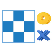 (1.2x1.2m-Blue simple three-piece chess-send chess) Giant Tic-Tac-Toe Outdoor Game for Kids & Adults