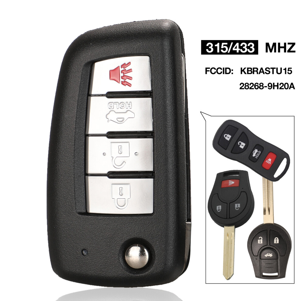 4Btn Modified Flip Remote Car Key Style 433/315Mhz Id46 For Nissan Xtrail Tiida Maxima Altima Armada Altima 350Z 6935161680195