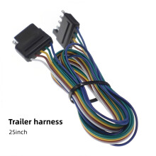 25 inch 5 Way Trailer Wiring Harness 18 Gauge Double Ended Trailer 5-Pin Flat Wire Connector for Commercial Vehicle Semi Trailer