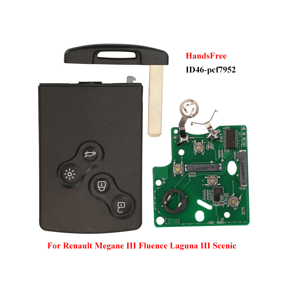 433Mhz Id46-Pcf7952a Chip Smart Remote Car Key Card Fob For Renault Megane 3 Laguna 3 Scenic Fluence Keyless Handsfree 6935161679984