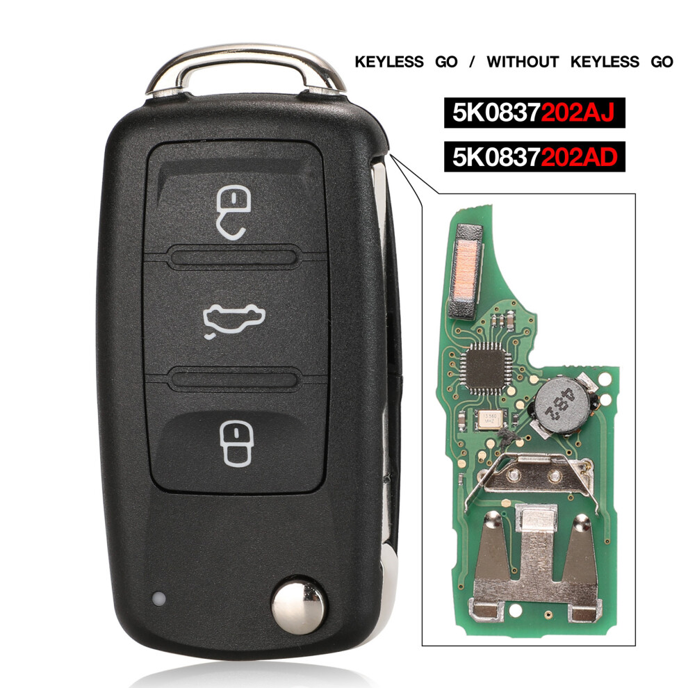 434Mhz Id48 Chip Keyless Go 5K0837202aj/5K0837202ad Remote Key For Vw Caddy Eos Golf Jetta Beetle Polo Tiguan Touran 6935161680126