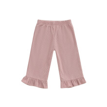 (6-12 Months, Pink) Muodikkaat samettihousut tytöille, röyhelöt ja helmet, nilkkapituiset, yksiväriset, arkeen.
