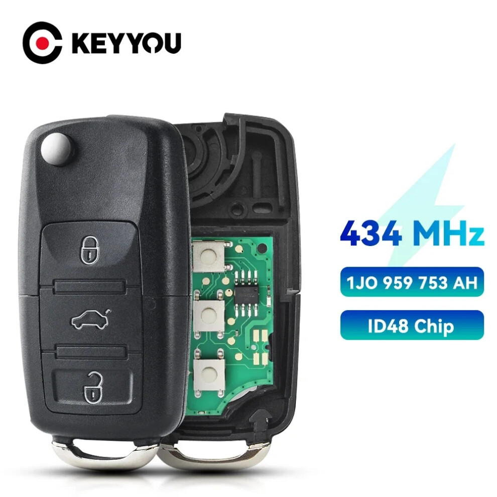 434Mhz Id48 Chip 1J0959753ah For Volkswagen Vw Beetle Bora Golf Passat B5 3 Buttons Folding Flip Remote Control Key 6935161645880