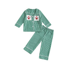 (2-3 Years, Green) 2 kpl joulupyjama-settejä taaperotytöille, pitkähihaiset napitettavat ruudulliset topit ja housut, yöasut