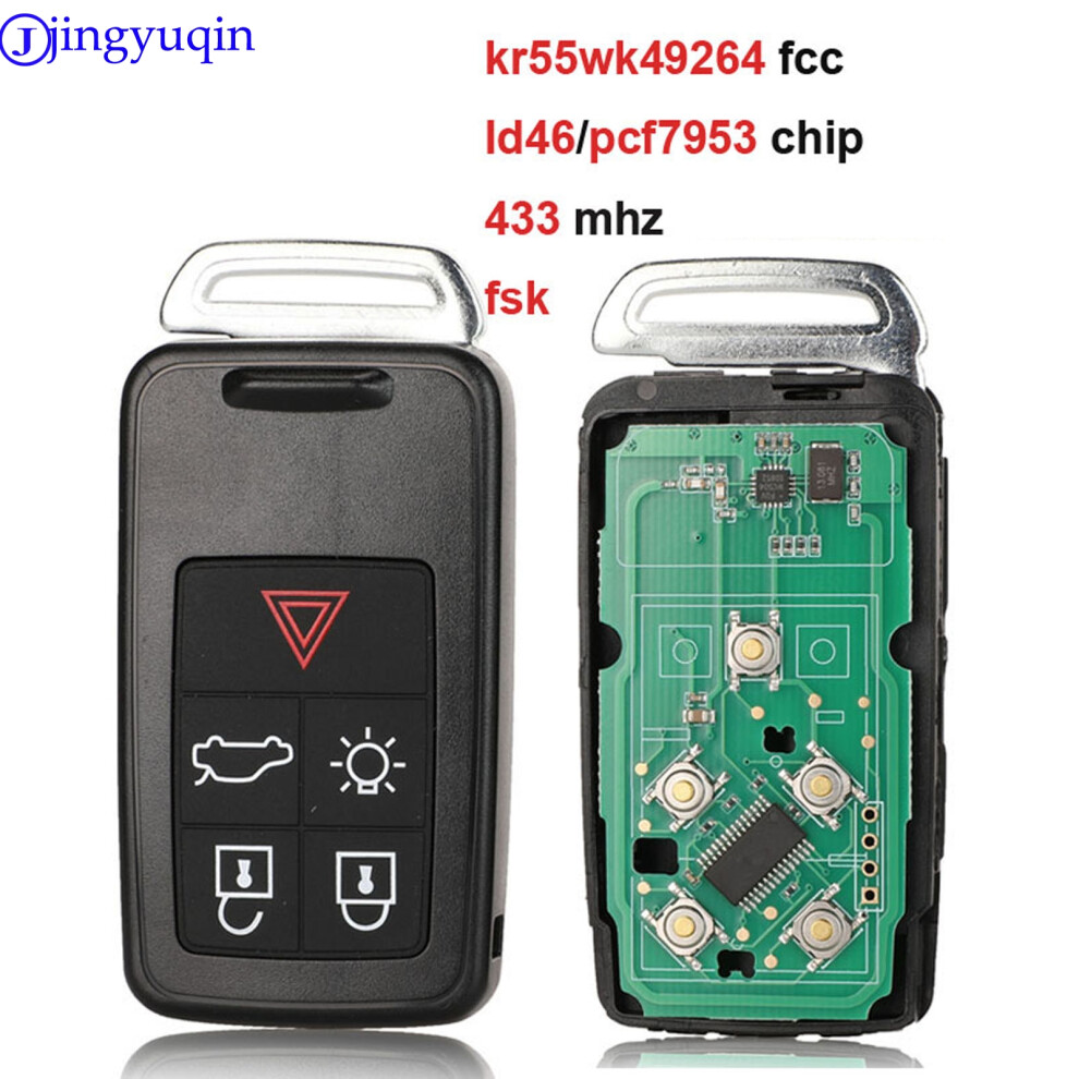 5 Button Remote Key Smart Car Key Fob 434Mhz Id46 Chip For Volvo Xc60 S60 S60l V40 V60 S80 Xc70 Kydz Uncut Blade 6935161680331