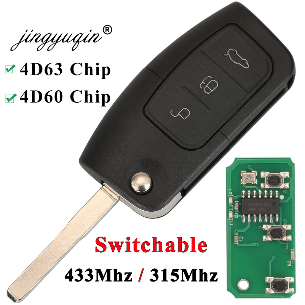 433Mhz/315Mhz 4D63 4D60 Flip Remote Control Car Key For Ford Fusion Focus Mondeo Fiesta Galaxy 3Button Fob Hu101 Blade 6935161680089