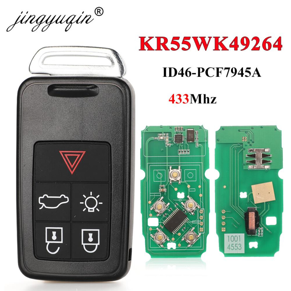 5 Button Remote Key Smart Car Key Fob 433Mhz Id46 Chip For Volvo Xc60 S60 S60l V40 V60 S80 Xc70 Kr55wk49264 6935161680324
