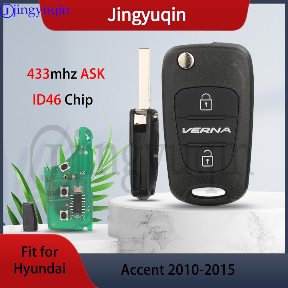 433Mhz Ask Id46 Chip 95430-1R110 Rke-4A01 Flip Car Remote Key 3Button For Hyundai Verna 2011-2013 Folding Fob Control 6935161679908