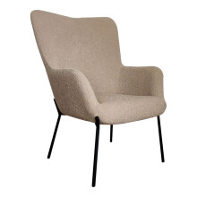 Armchair in brown bouclé polyester with black legs