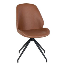 2 swivel dining chairs in brown boucle polyester with black legs