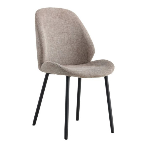 2 comfortable dining chairs in stone polyester with black legs