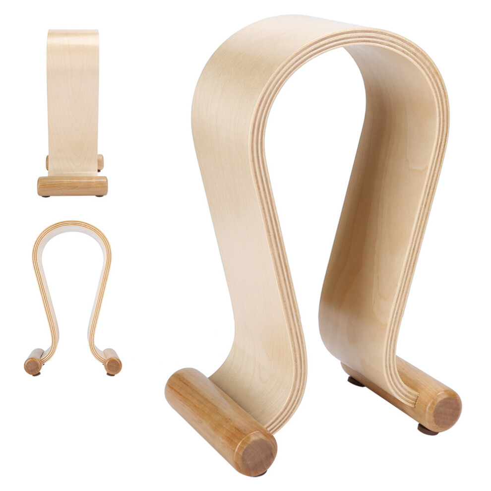 U Shape Wooden Headphone Holder Stand Birch Color Eco-Friendly Wood Display 7681388030341