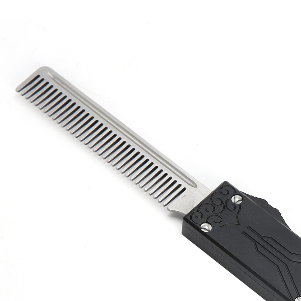 Stainless Steel Spring Comb Black Folding Beard Hairdressing Tool