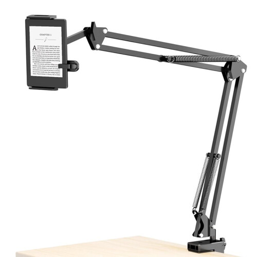 Hands-Free Bedside Tablet Holder with Auto Clicker, Adjustable Desk Arm Stand for Phone Tablets 1