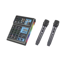 Vierkanal-DJ-Mixer mit , 48-V-Stromversorgung, Monitor, Karaoke-System und Typ-C-Audioanschluss