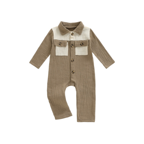 (3-6 Months, Light Brown) Βρεφικό φόρεμα με αντίθεση χρωμάτων