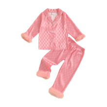 (12-18 Months, Pink) Baby-Mädchen-Pyjama-Set mit Karomuster, modischem Oberteil und langen Ärmeln, bestehend aus Hose und zweitem Teil.