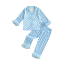 (18-24 Months, Red) Baby-Mädchen-Pyjama-Set mit Karomuster, modischem Oberteil und langen Ärmeln, bestehend aus Hose und zweitem Teil.