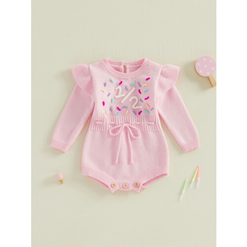 (3-6 Months, Pink) Μισό Romper γενεθλίων εορταστικές στιγμές. 2