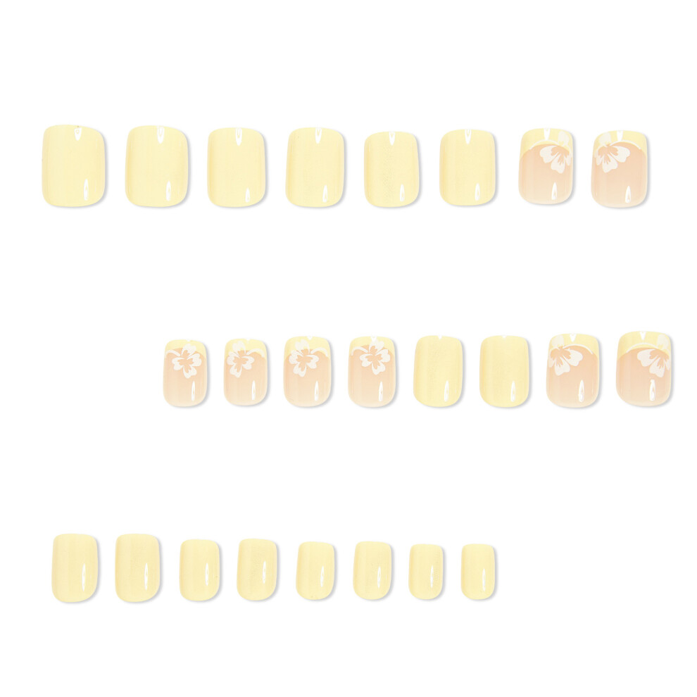 Dachuang Beauty 24Pcs Glossy Goose Yellow Press-On Nails, Natural Look
