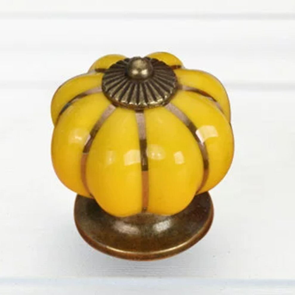 (Yellow, 2Pcs) Pumpkin Cabinet Knobs For Drawers & Closets 6424024503028