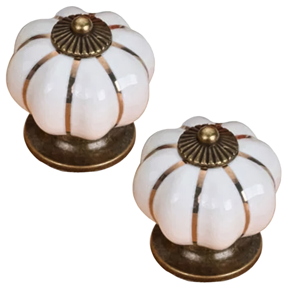 (White, 2Pcs) Pumpkin Cabinet Knobs For Drawers & Closets 6424024503035