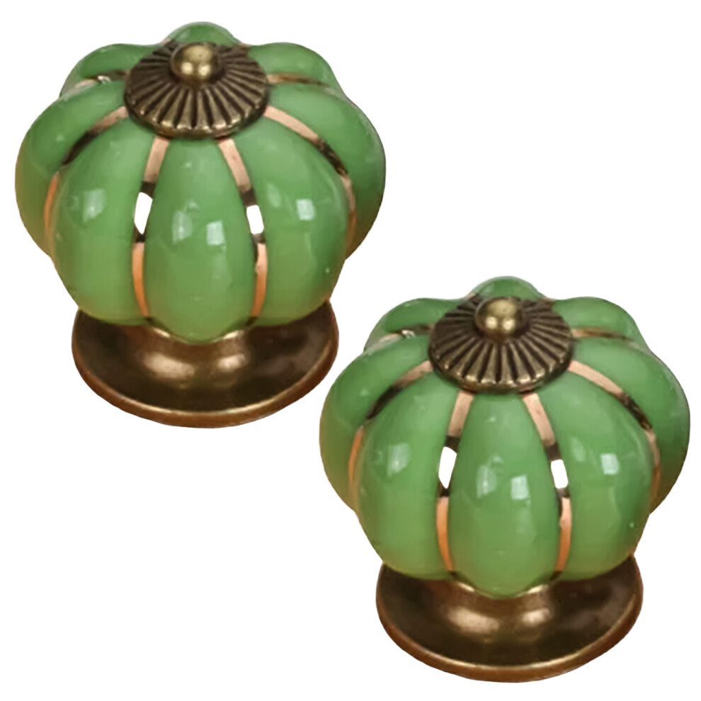 (Green, 2Pcs) Pumpkin Cabinet Knobs For Drawers & Closets 6424024503011