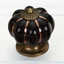 (Black, 2pcs) Poignées Tiroirs Potiron Rétro Céramique
