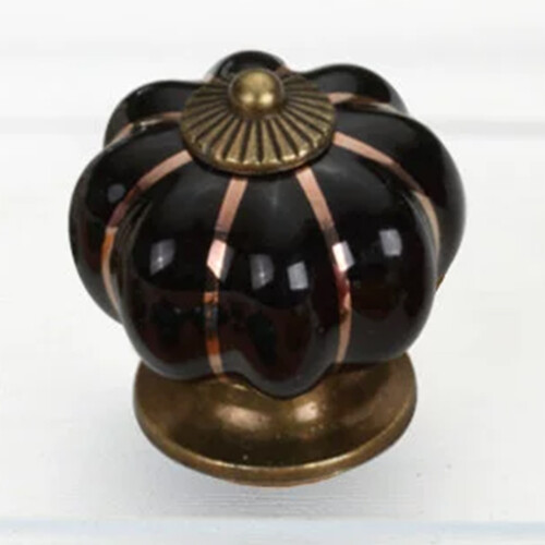 (Black, 2pcs) Poignées Tiroirs Potiron Rétro Céramique