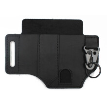 (Black leather) Leather EDC Pocket Organizer for Men - Multitool Sheath