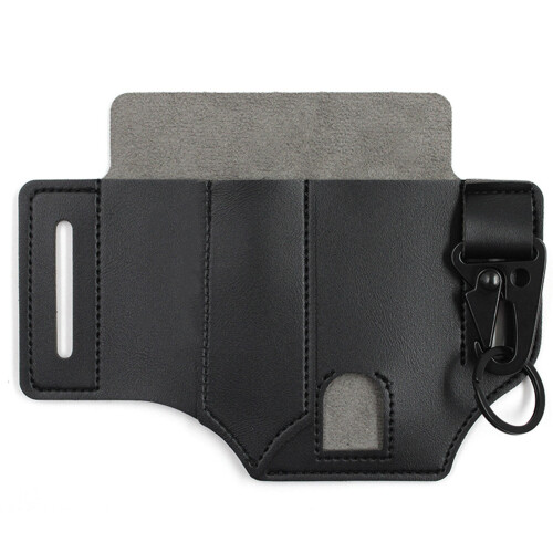 (Black PU) Leather EDC Pocket Organizer for Men - Multitool Sheath