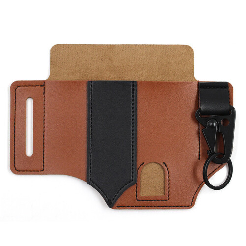 (PU reddish brown) Men\'s Leather EDC Multitool Sheath Pocket Organizer