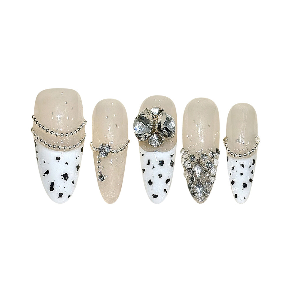 Dachuang Beauty White,Cream (L) \"Nude Long Press-On Nails, White Tips, Resin, Zero Pressure\"