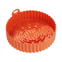 (Orange) 8\" Air Fryer Silicone Liner with Handles