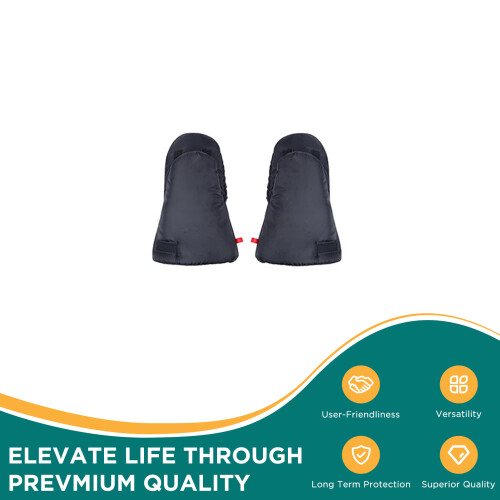 (Black, split type) Windproof Fleece Stroller Gloves - Universal Winter Mittens