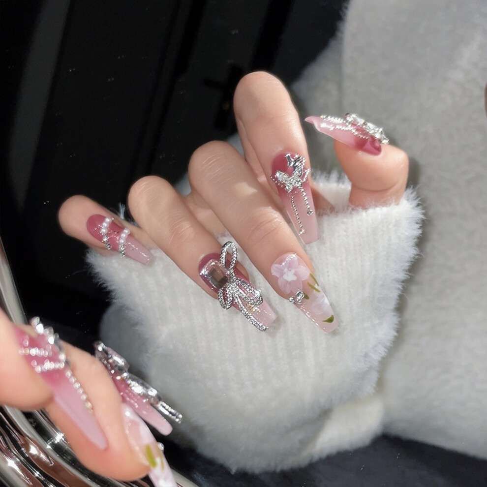Dachuang Beauty (S) Rhinestone Press-On Nails, Long Lasting & Flexible