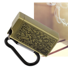 Portable Aluminum Alloy Ashtray with Lid, Gold, 47g, Indoor/Outdoor Use