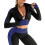 (Ink Blue, L) 3PC Women\'s Active Set: Top, Leggings & Jacket 1