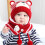 (Red) Kids Bear Knit Hat Scarf Set 1