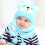 (Blue) Kids Bear Knit Hat Scarf Set 1