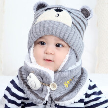 (Gray) Kids Bear Knit Hat Scarf Set
