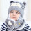 (Gray) Kids Bear Knit Hat Scarf Set 1