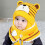 (Yellow) Kids Bear Knit Hat Scarf Set 1