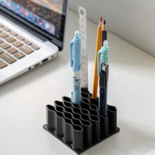 (Black, 1pc) Wave Design TPR Tube Organizer for Brushes & Pens