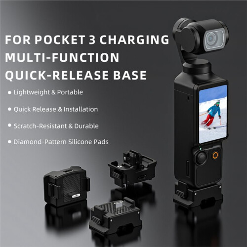 Expansion Adapter Magnetic Quick Release Base for  Osmo Pocket 3 with 1/4'' Thread Accessories 1