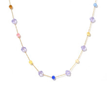 (Purple necklace) Colorful Stone Necklace & Bracelet Gift Set