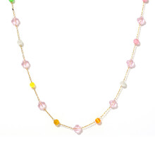 (Pink necklace) Colorful Stone Necklace & Bracelet Gift Set