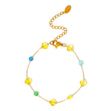 (Yellow bracelet) Colorful Stone Necklace & Bracelet Gift Set