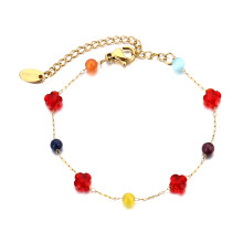 (Red bracelet) Natural Stone Chain Necklace Stainless Steel Colorful Stone Bracelets Gifts for Mom Girlfriend Wife