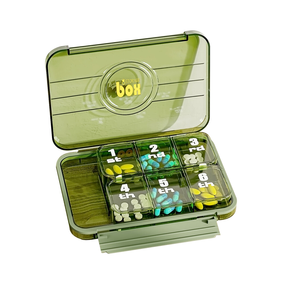 Phui-Pet-Supplies (Green, 7 Grids) 7-Day Pill Organizer, 7/21/28 Grids, Compact & Portable